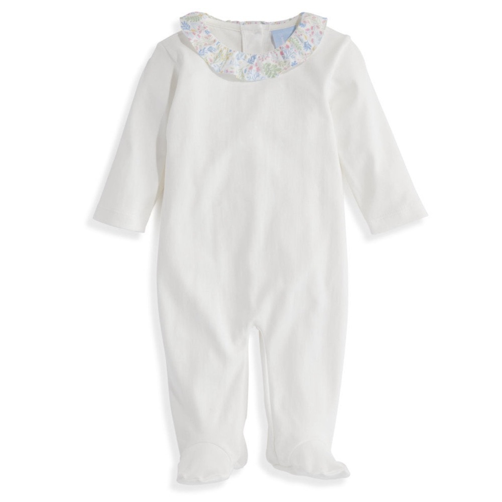 EUC - Bella Bliss - Baby Floral Footed Romper - size 12mo - white with floral